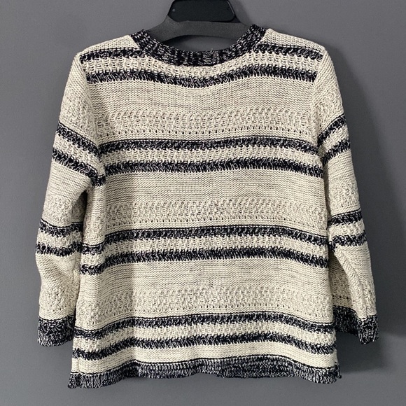 Effortless Coastal Chic Reitmans Striped Knit Cardigan Open Front Minimalist - Picture 8 of 12